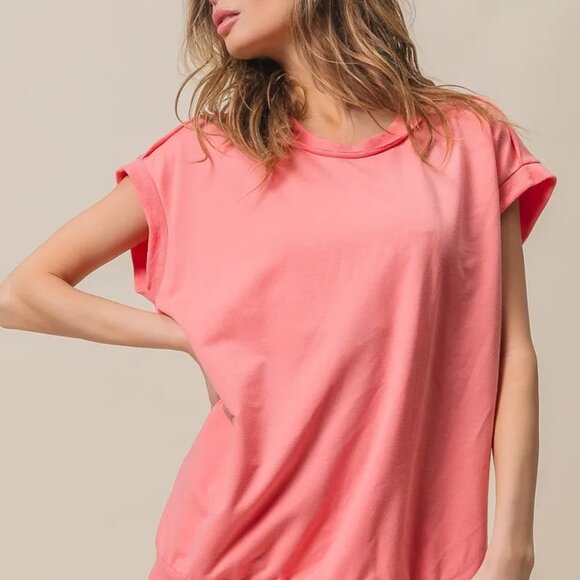 BiBi French Terry Drop Shoulder Basic Top - Picture 11 of 16